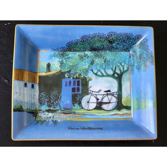 TRINKET DISH-ROSINA WACHTMEISTER-Germany-Blue Gold-Display-Candy-Rare Design - Picture 6 of 10